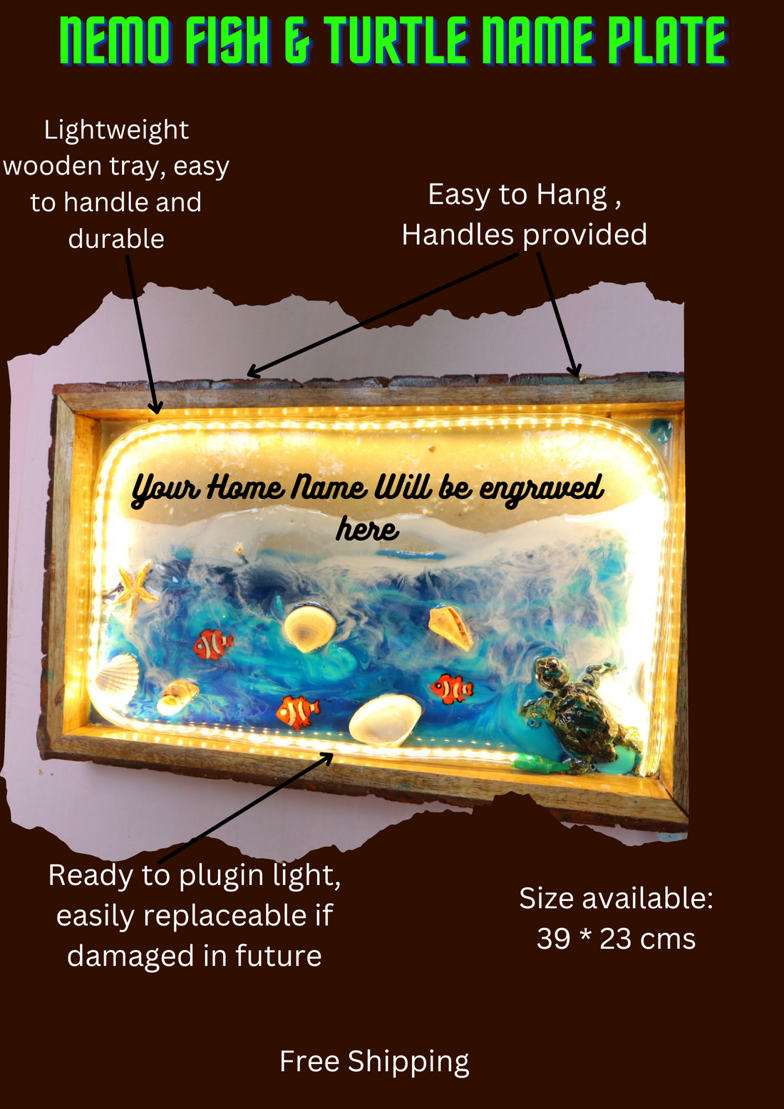 Custom Resin Nemo Fish Name Plate | Ocean Theme  Home Name Plates