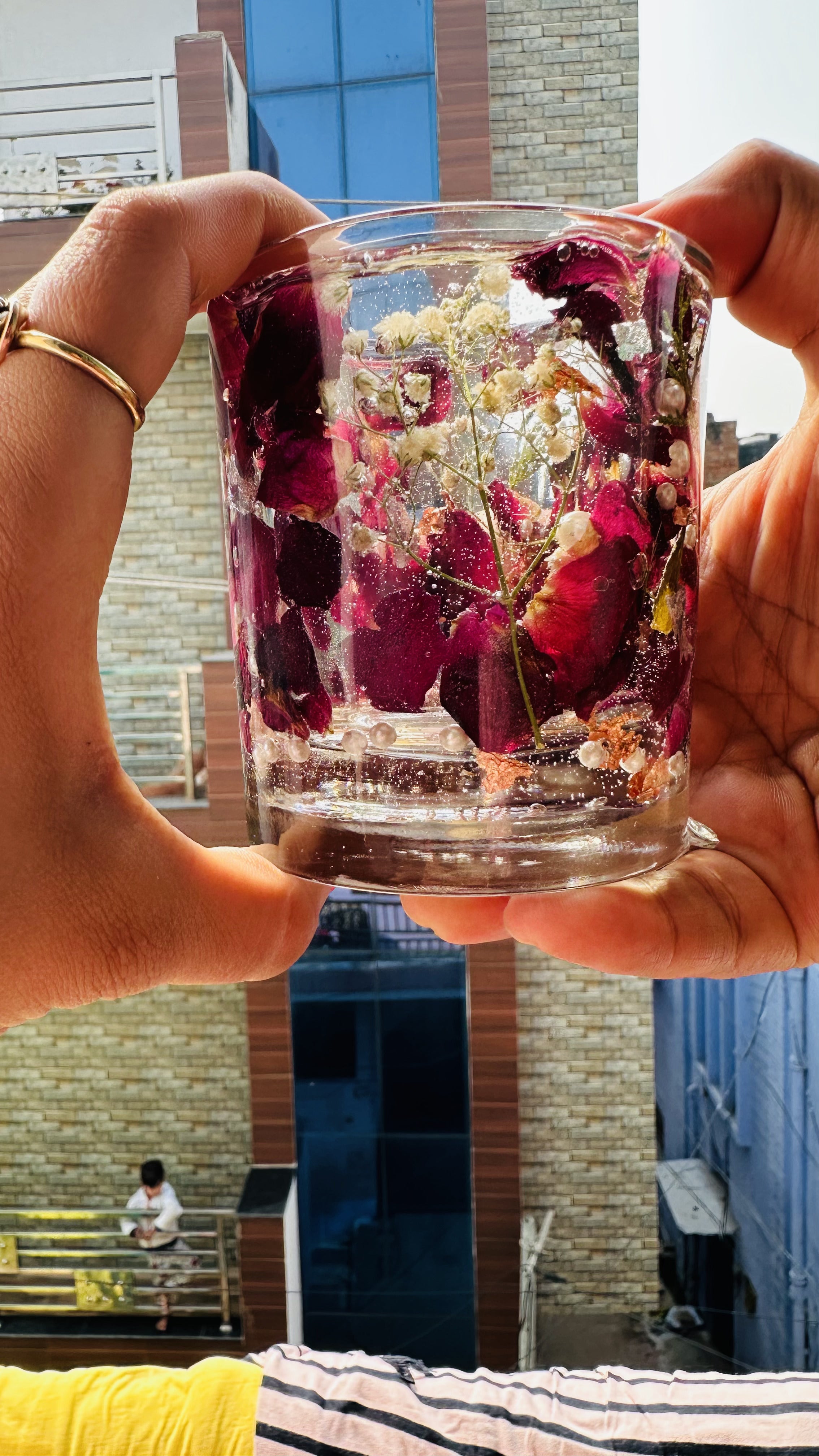 Resin Candle Holder | Rose Petals Theme Candle Holder | Home Decoration | Epoxy Candles