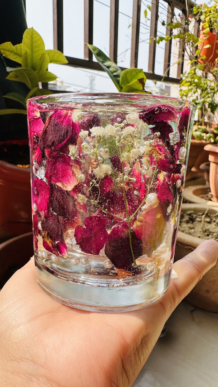 Resin Candle Holder | Rose Petals Theme Candle Holder | Home Decoration | Epoxy Candles