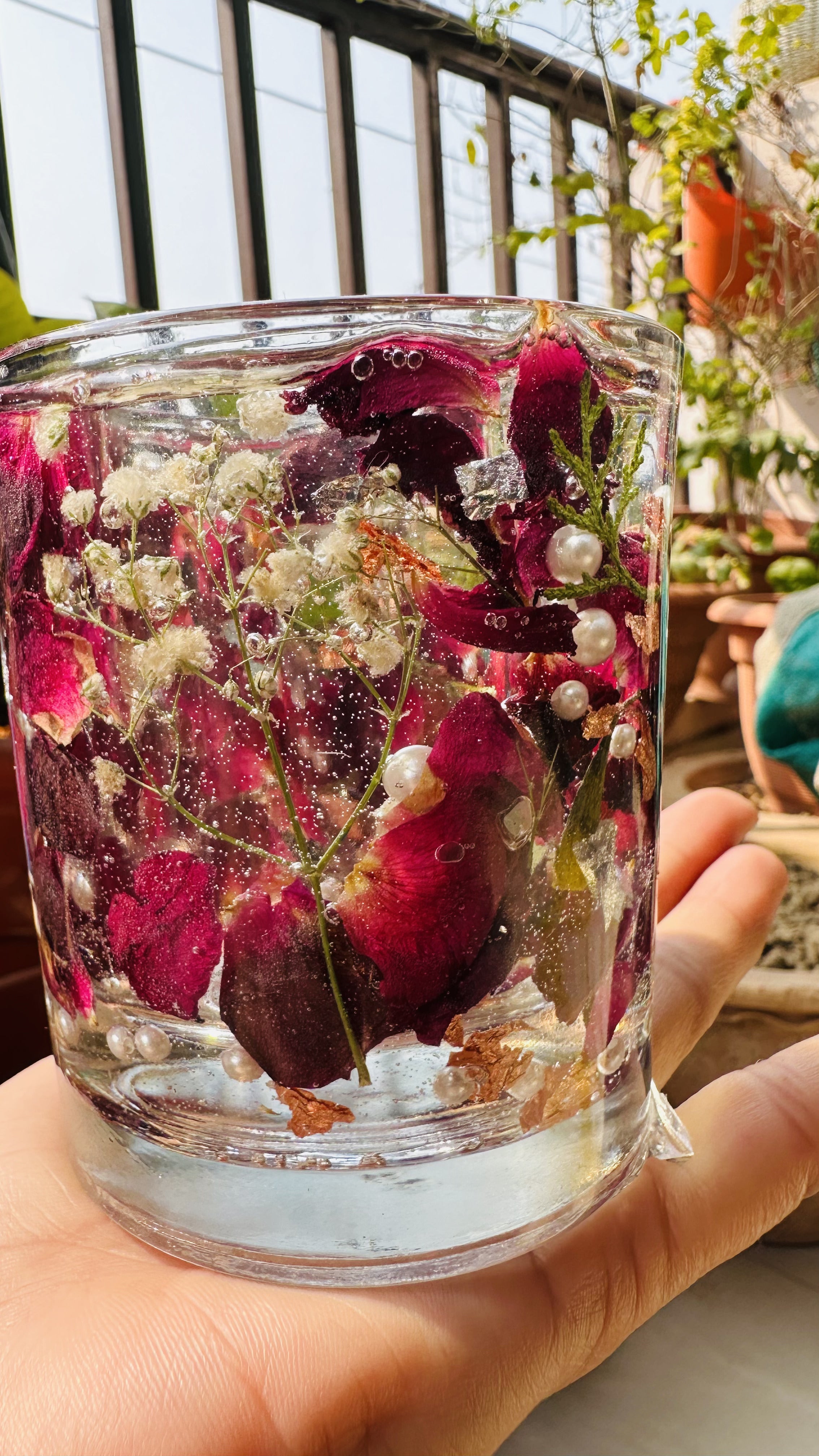 Resin Candle Holder | Rose Petals Theme Candle Holder | Home Decoration | Epoxy Candles