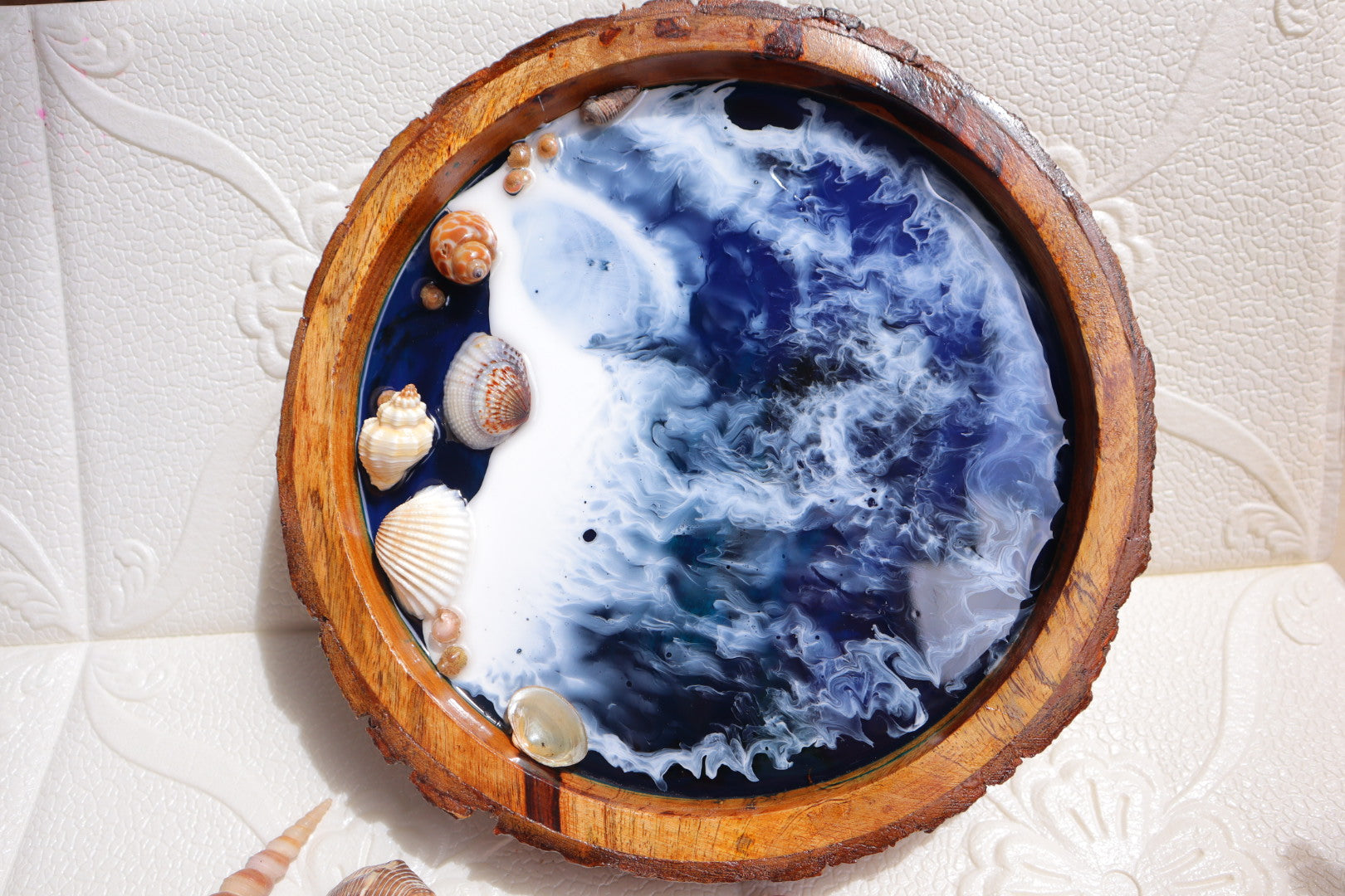 Blue Ocean with Waves  | Epoxy Tray |  Beach Theme Resin Serving Tray