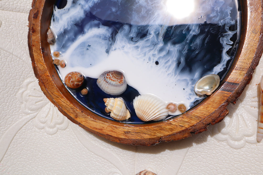 Blue Ocean with Waves  | Epoxy Tray |  Beach Theme Resin Serving Tray