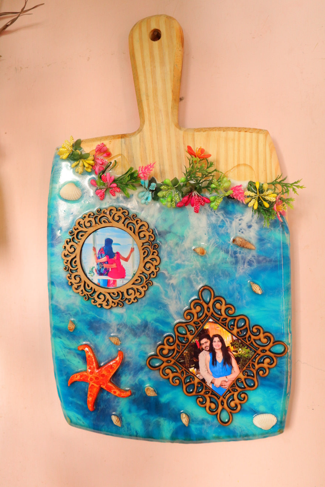 Custom Floral Ocean Cutting Board Resin Art