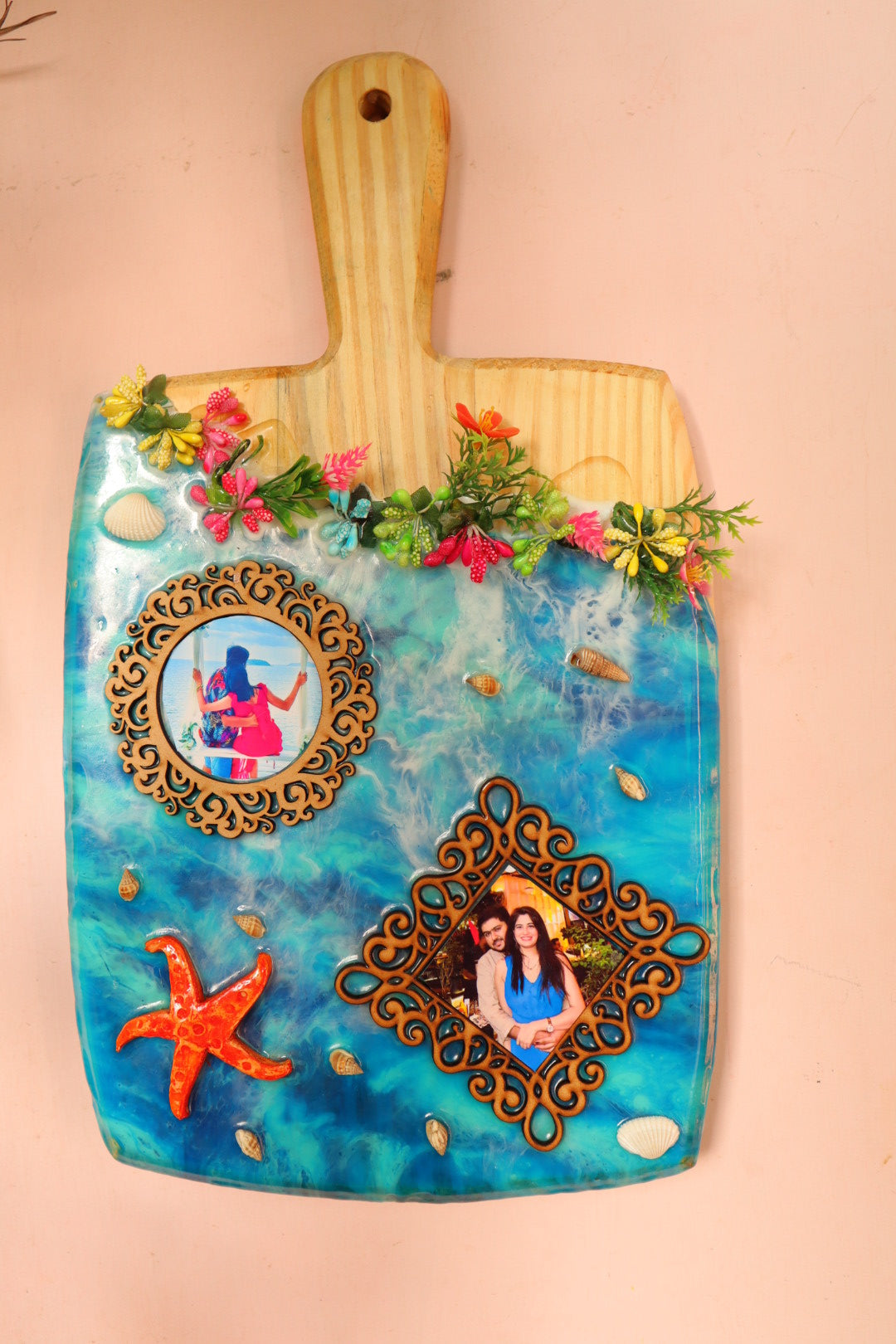 Custom Floral Ocean Cutting Board Resin Art