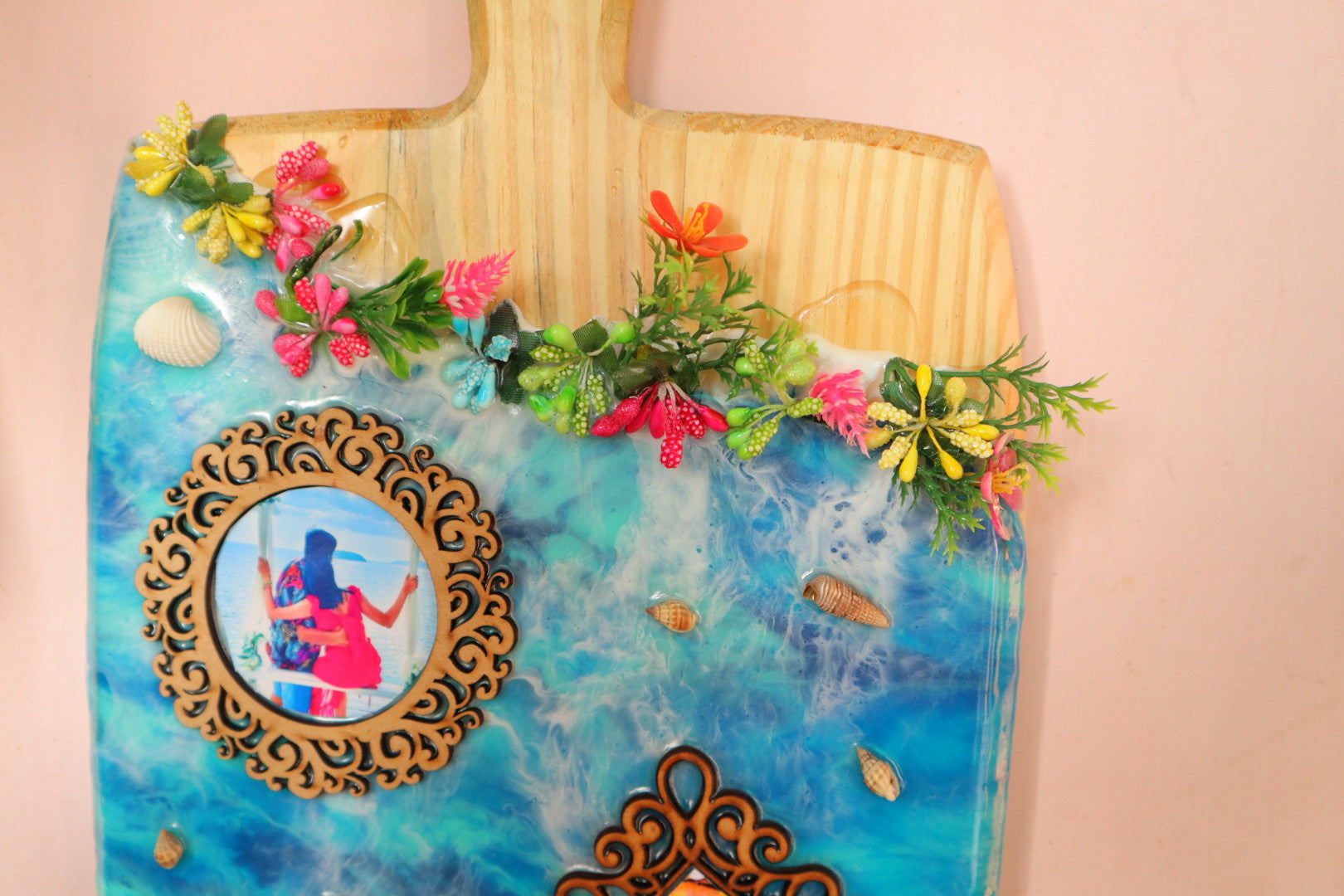 Custom Floral Ocean Cutting Board Resin Art