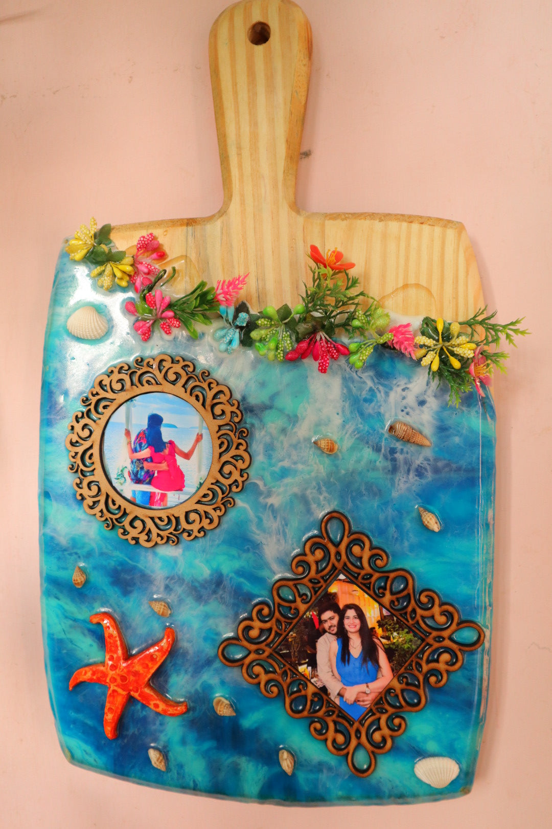 Custom Floral Ocean Cutting Board Resin Art