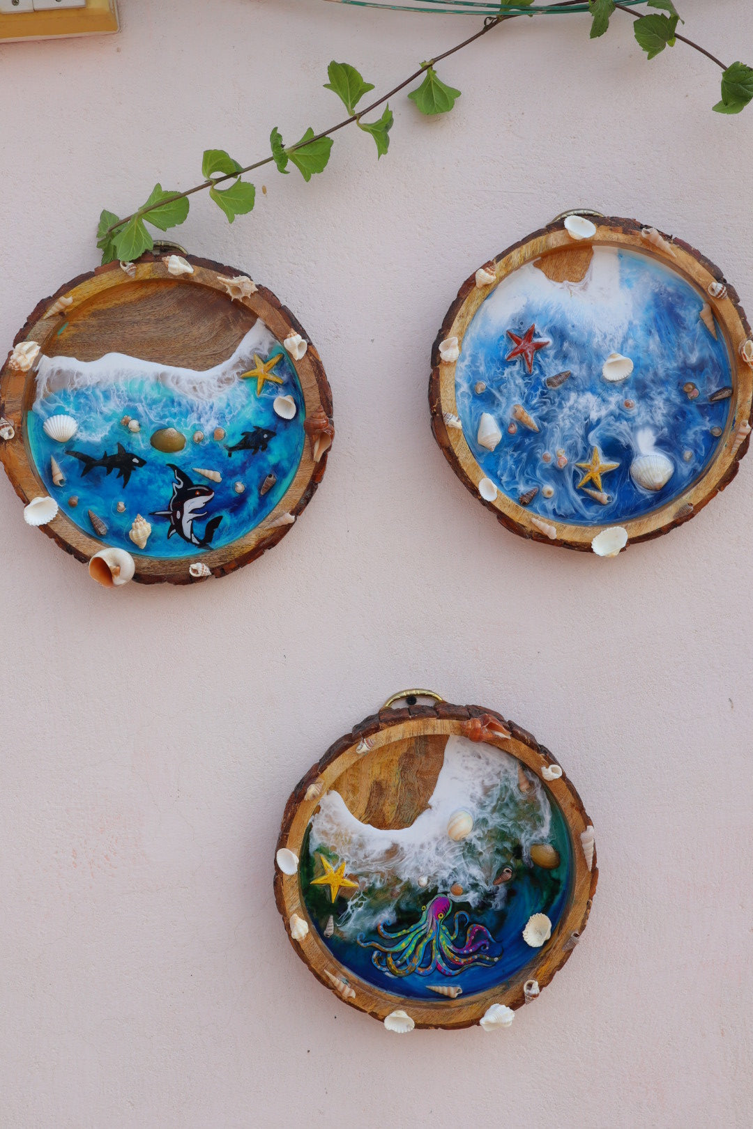 Set of 3 | Ocean theme Epoxy Wall Decor | Wall Hangings bHI