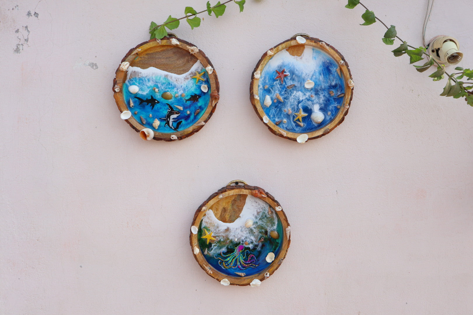 Set of 3 | Ocean theme Epoxy Wall Decor | Wall Hangings bHI