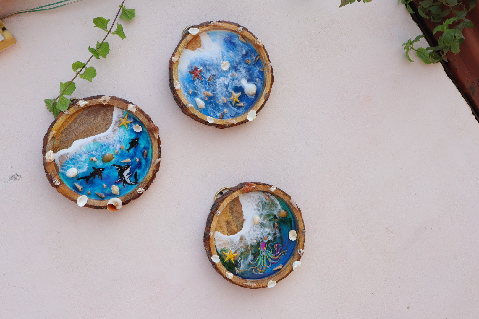 Set of 3 | Ocean theme Epoxy Wall Decor | Wall Hangings bHI