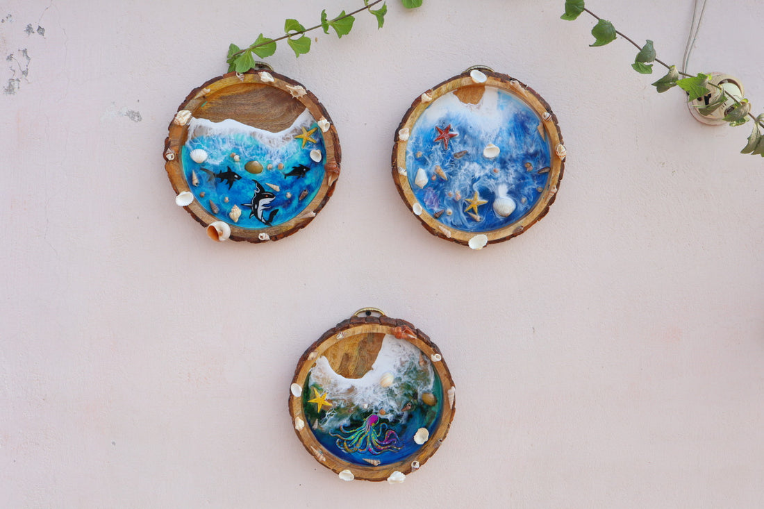 Set of 3 | Ocean theme Epoxy Wall Decor | Wall Hangings