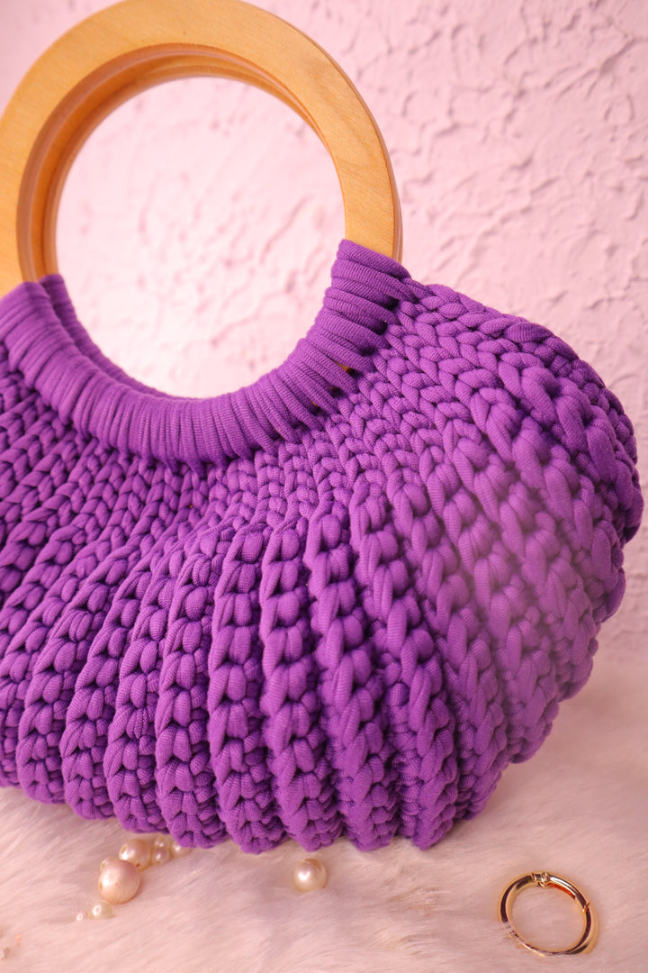 Royal Purple Crochet Ring Bag