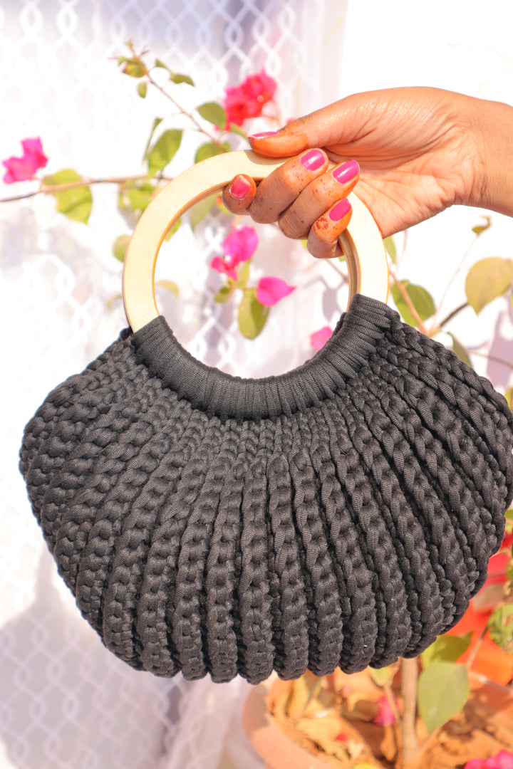 Black Crochet Ring Bag