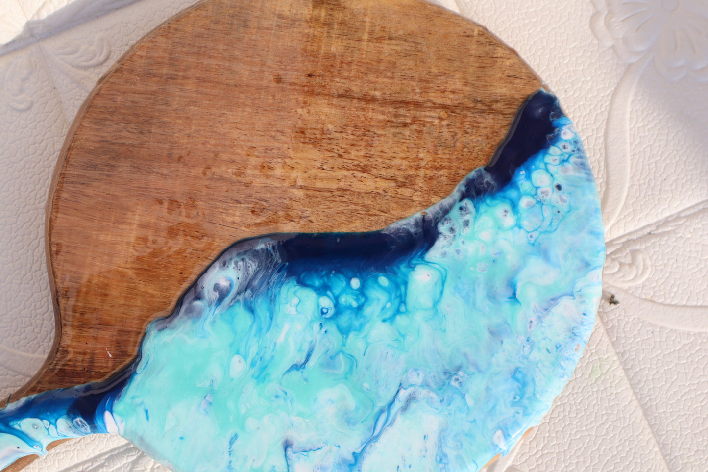 Chopping Boards with Blue-White Epoxy Pattern | Resin Chopping Boards