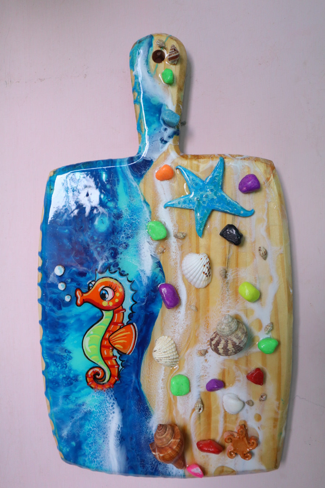 Seahorse Serenade Resin Art Wall Hanging