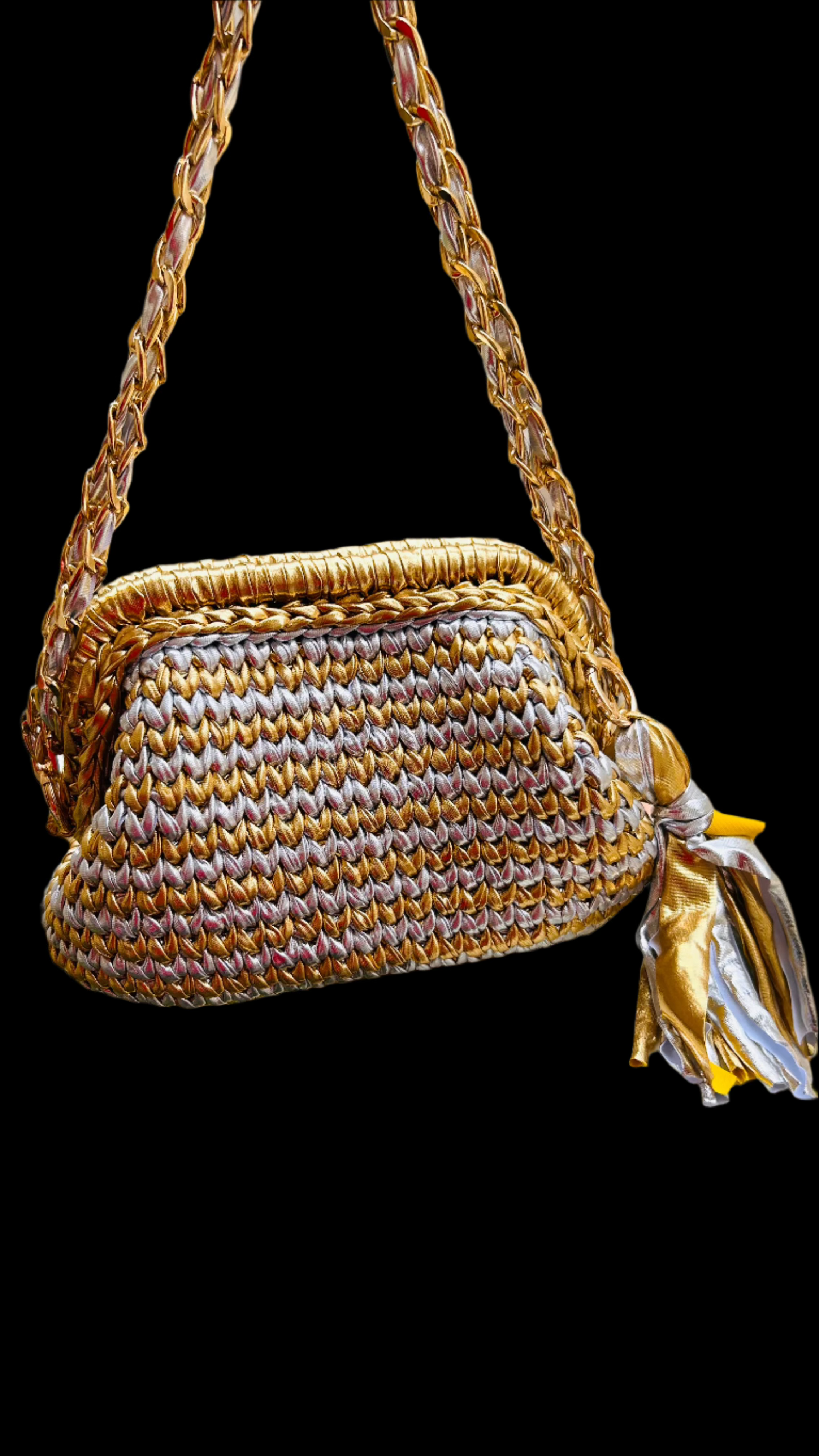 Golden & Silver Luxe Metallic Crochet Clutch