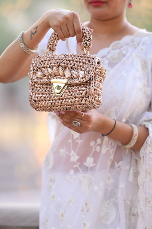 Handmade Bronze Crochet Bag