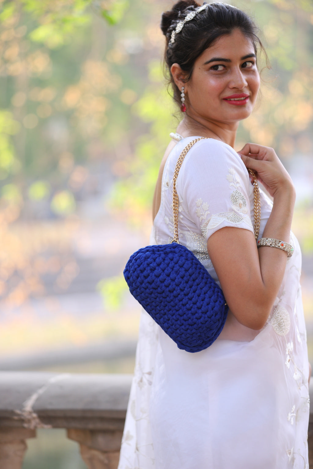 Handmade Royal Blue Crochet Bag