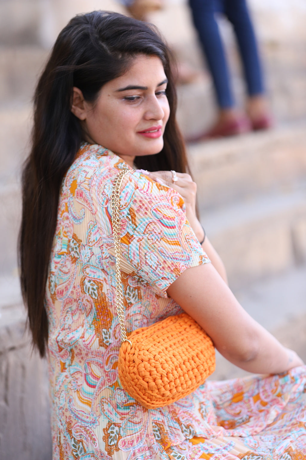 Handmade Orange Crochet Bag