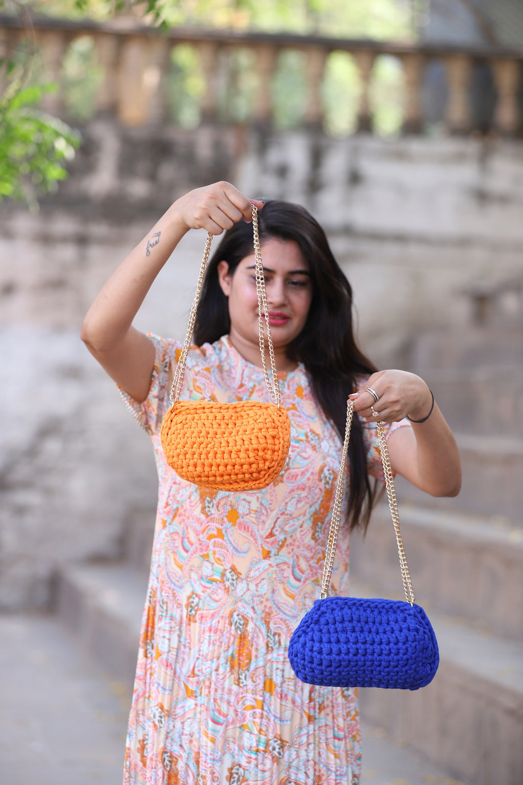 Handmade Royal Blue Crochet Bag