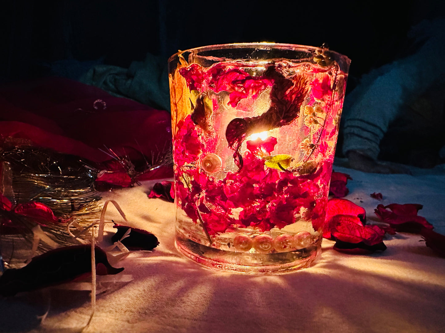 Resin Candle Holder | Rose Petals Theme Candle Holder | Home Decoration | Epoxy Candles