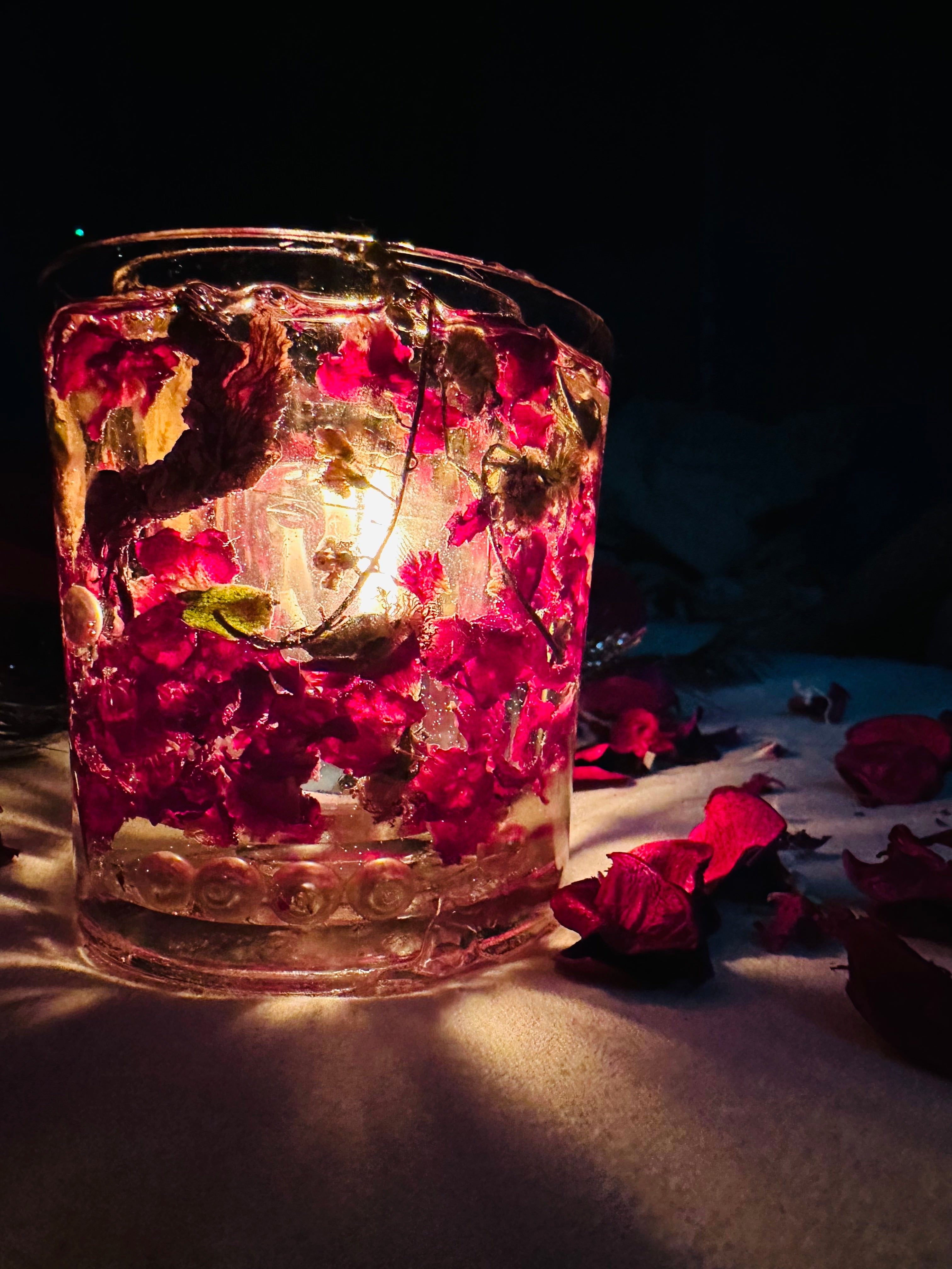 Resin Candle Holder | Rose Petals Theme Candle Holder | Home Decoration | Epoxy Candles