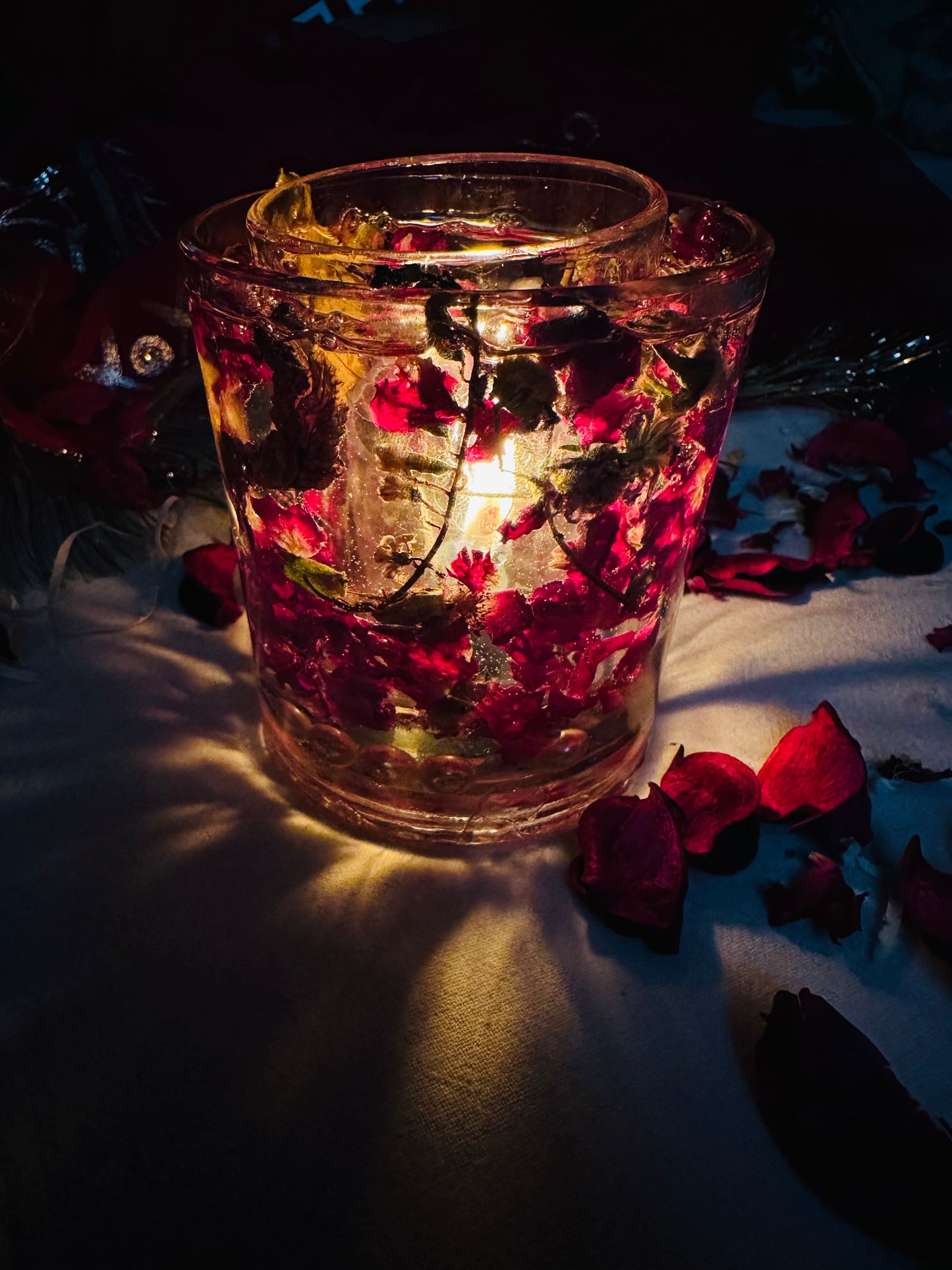 Resin Candle Holder | Rose Petals Theme Candle Holder | Home Decoration | Epoxy Candles