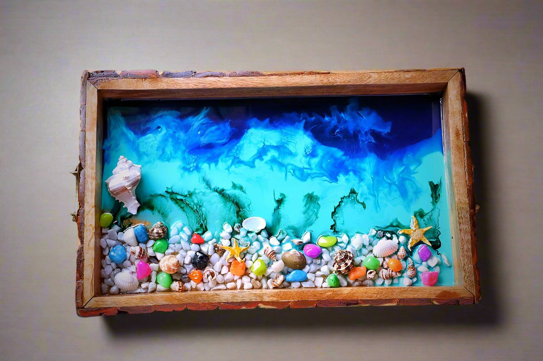 Rocky Beach with Sea Shells Serving Tray