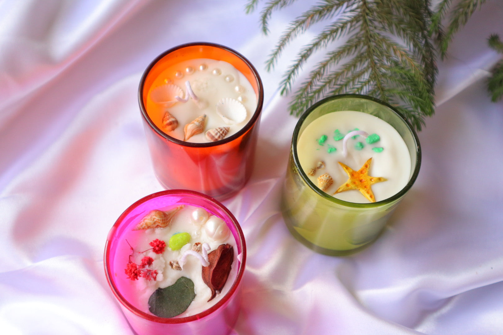 Set of 3 Glass Handles | Pearl Sea Shell Decor