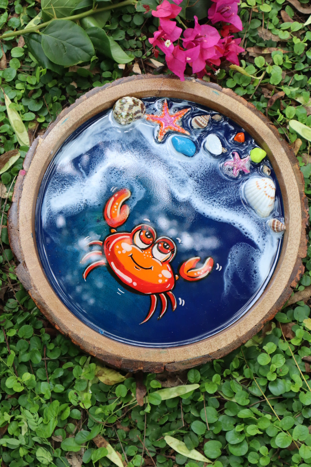 Giant Red Crab Resin Circle Serving Tray