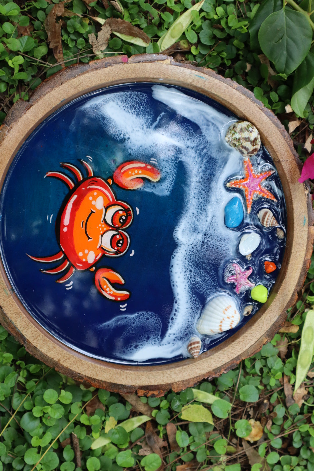 Giant Red Crab Resin Circle Serving Tray