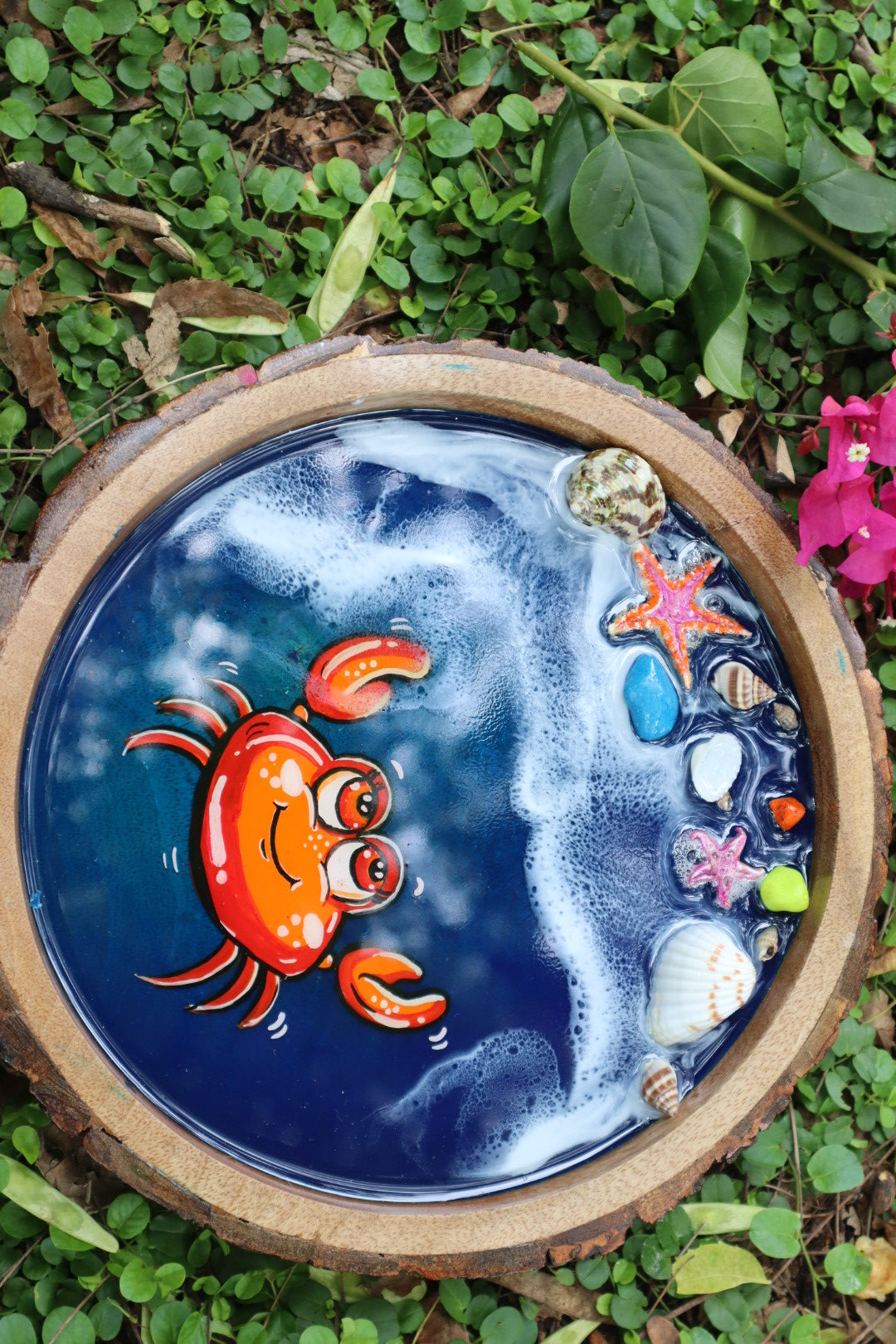 Giant Red Crab Resin Circle Serving Tray