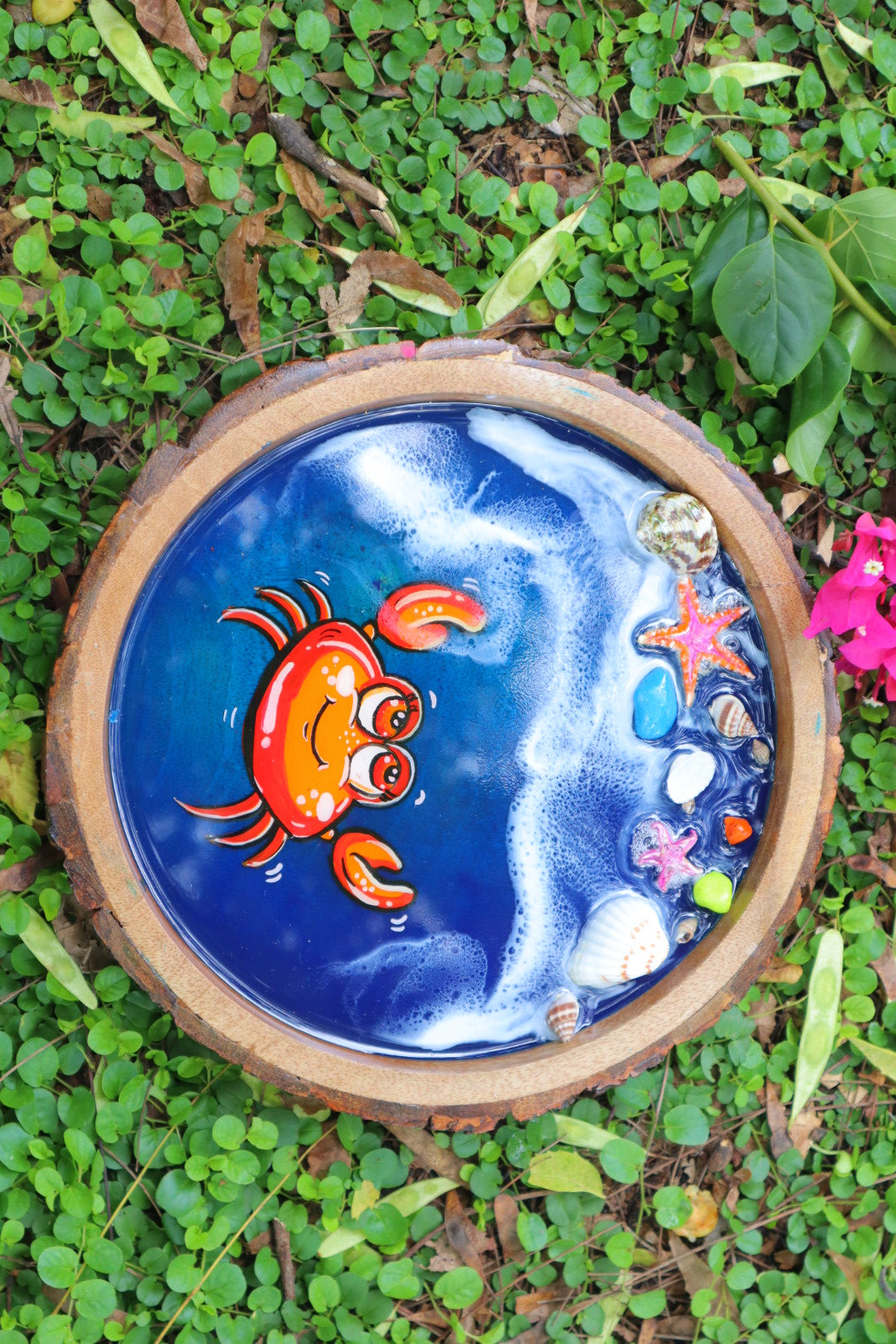 Giant Red Crab Resin Circle Serving Tray