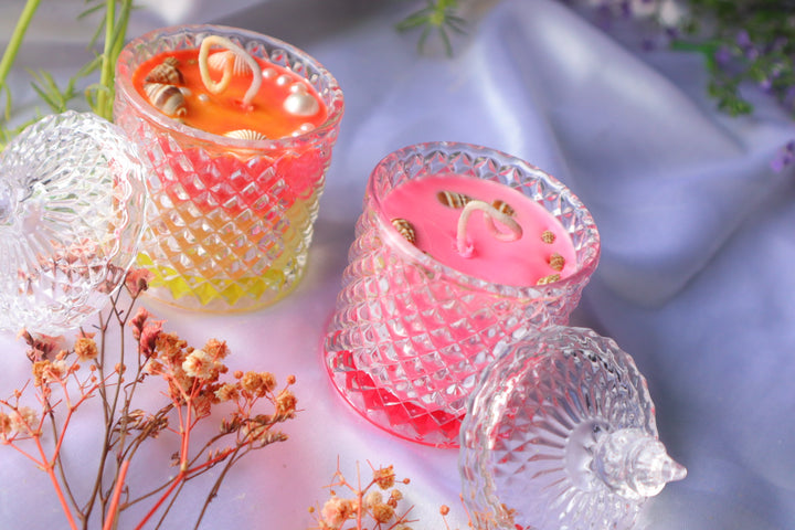 Set of 2 Handmade Candles | Transparent Crockery