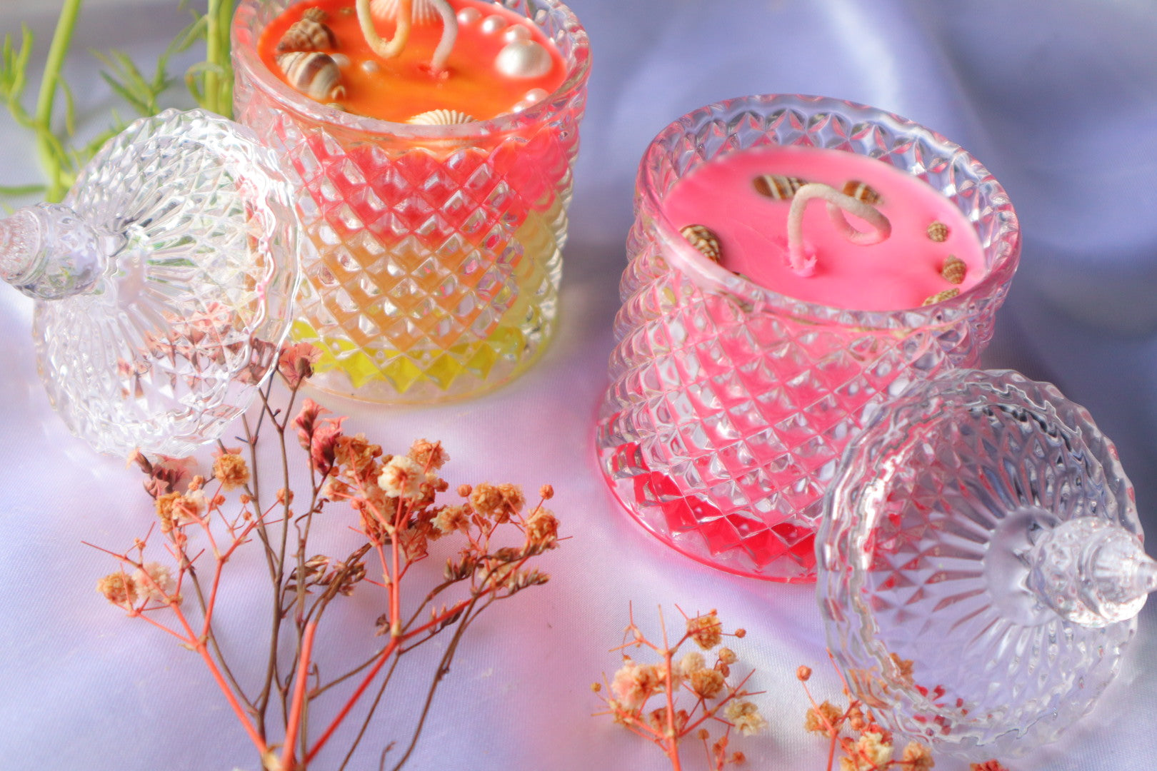 Set of 2 Handmade Candles | Transparent Crockery