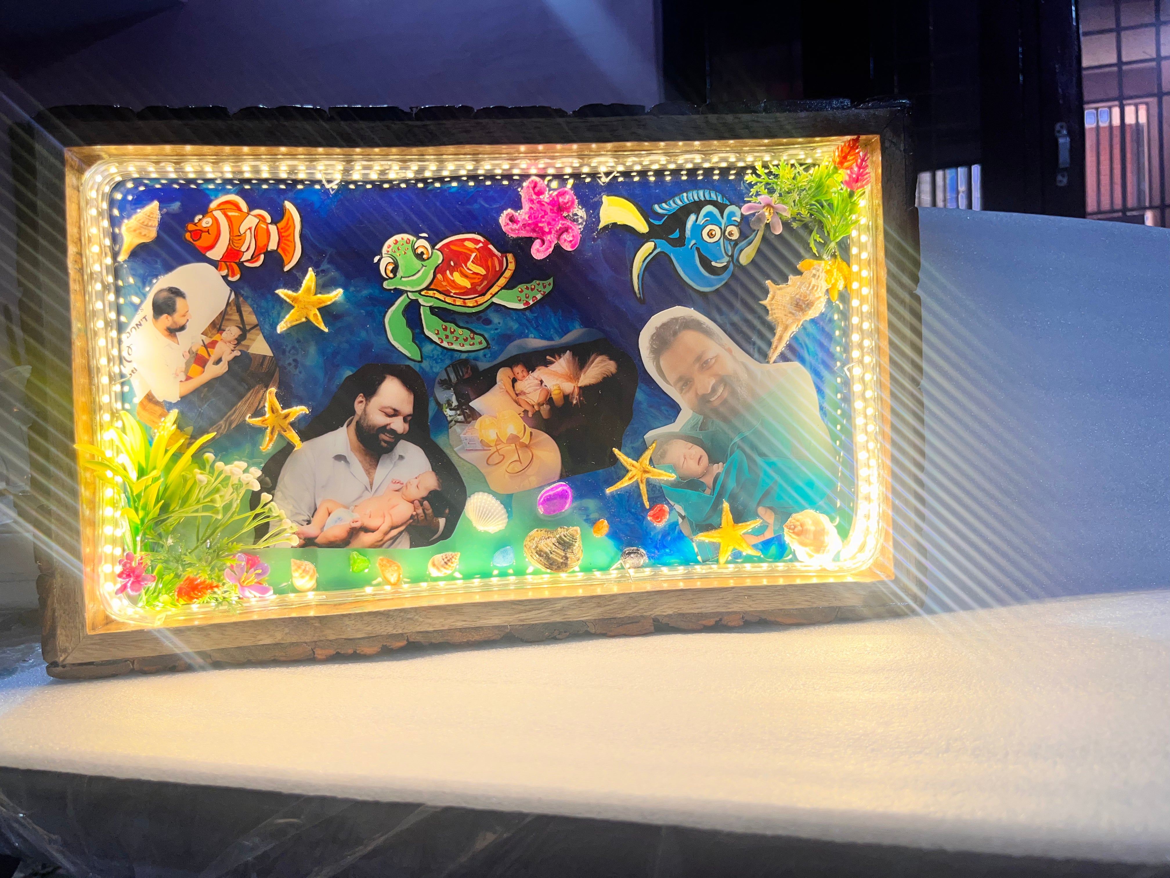 Customised Resin Photo Frame with Turtle Nemo and Dory Fish