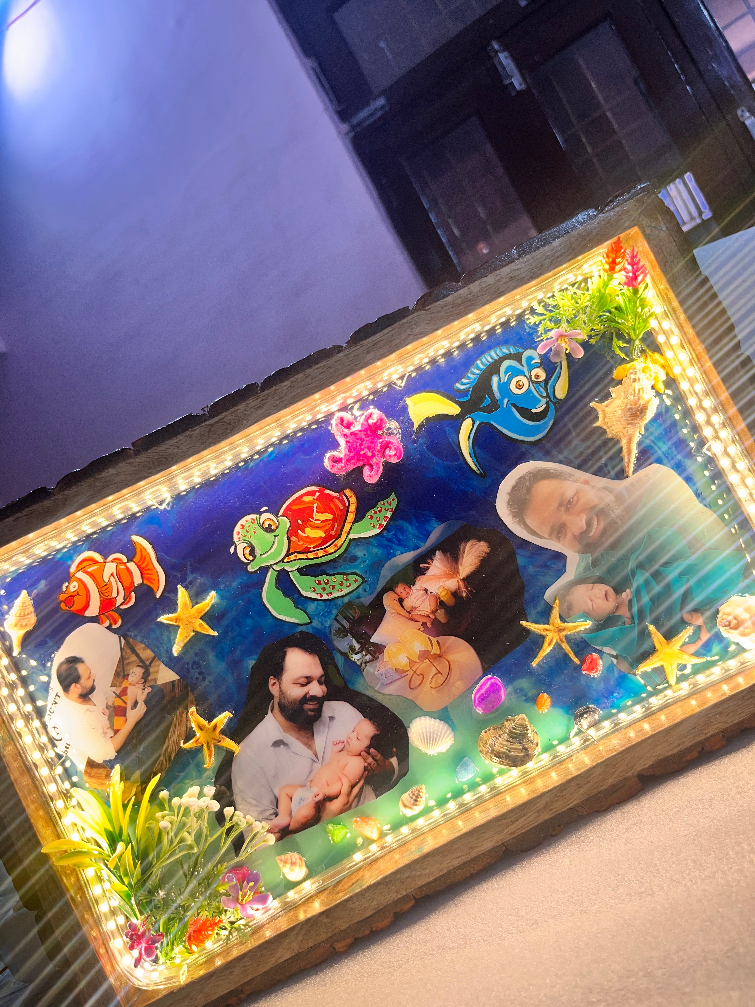 Customised Resin Photo Frame with Turtle Nemo and Dory Fish