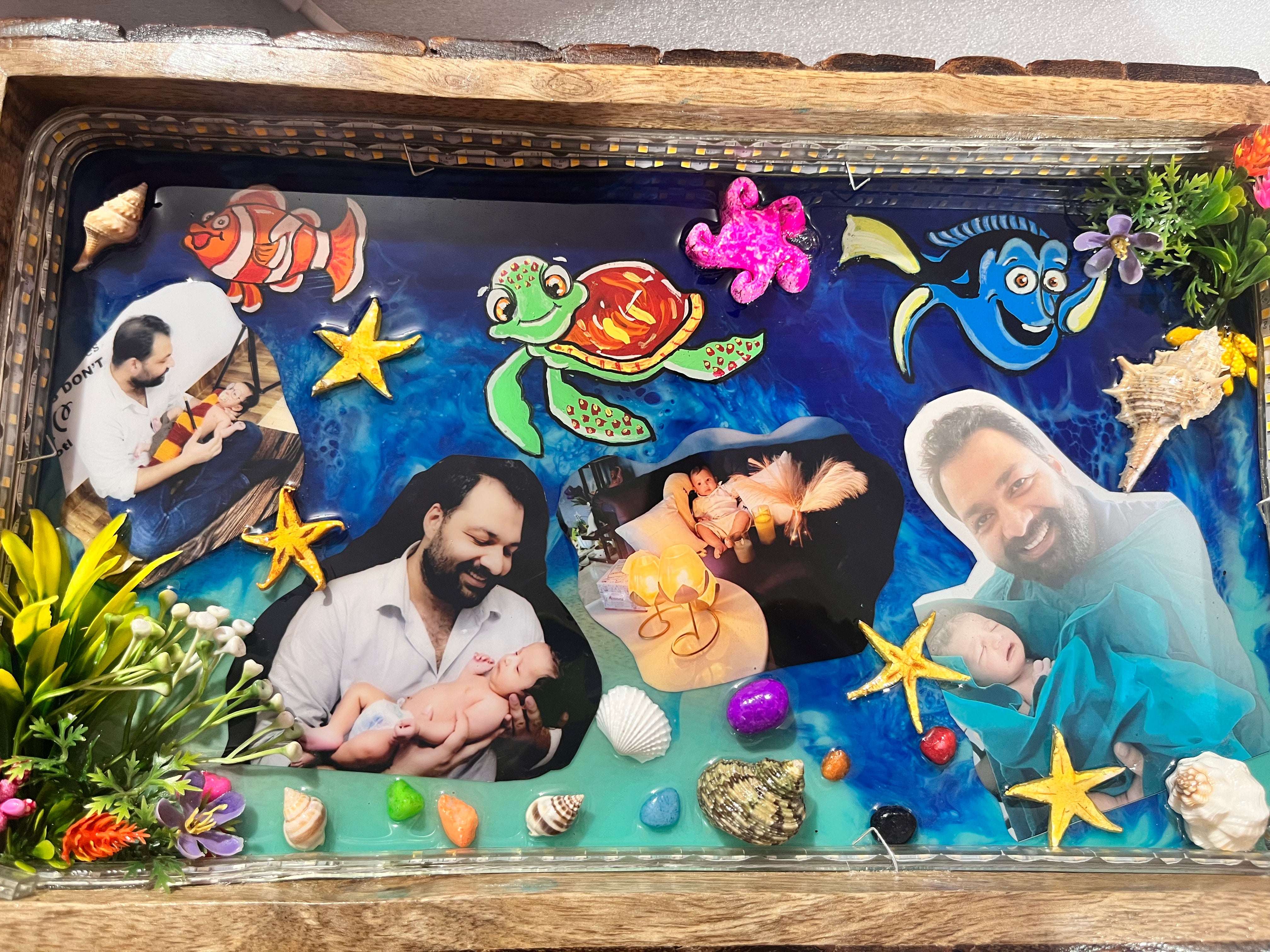 Customised Resin Photo Frame with Turtle Nemo and Dory Fish