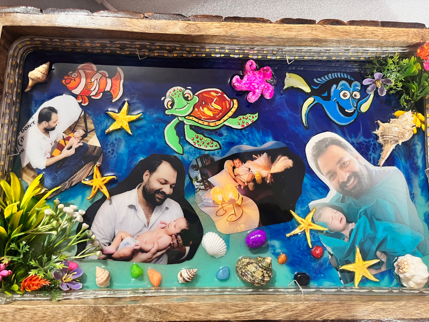 Customised Resin Photo Frame with Turtle Nemo and Dory Fish