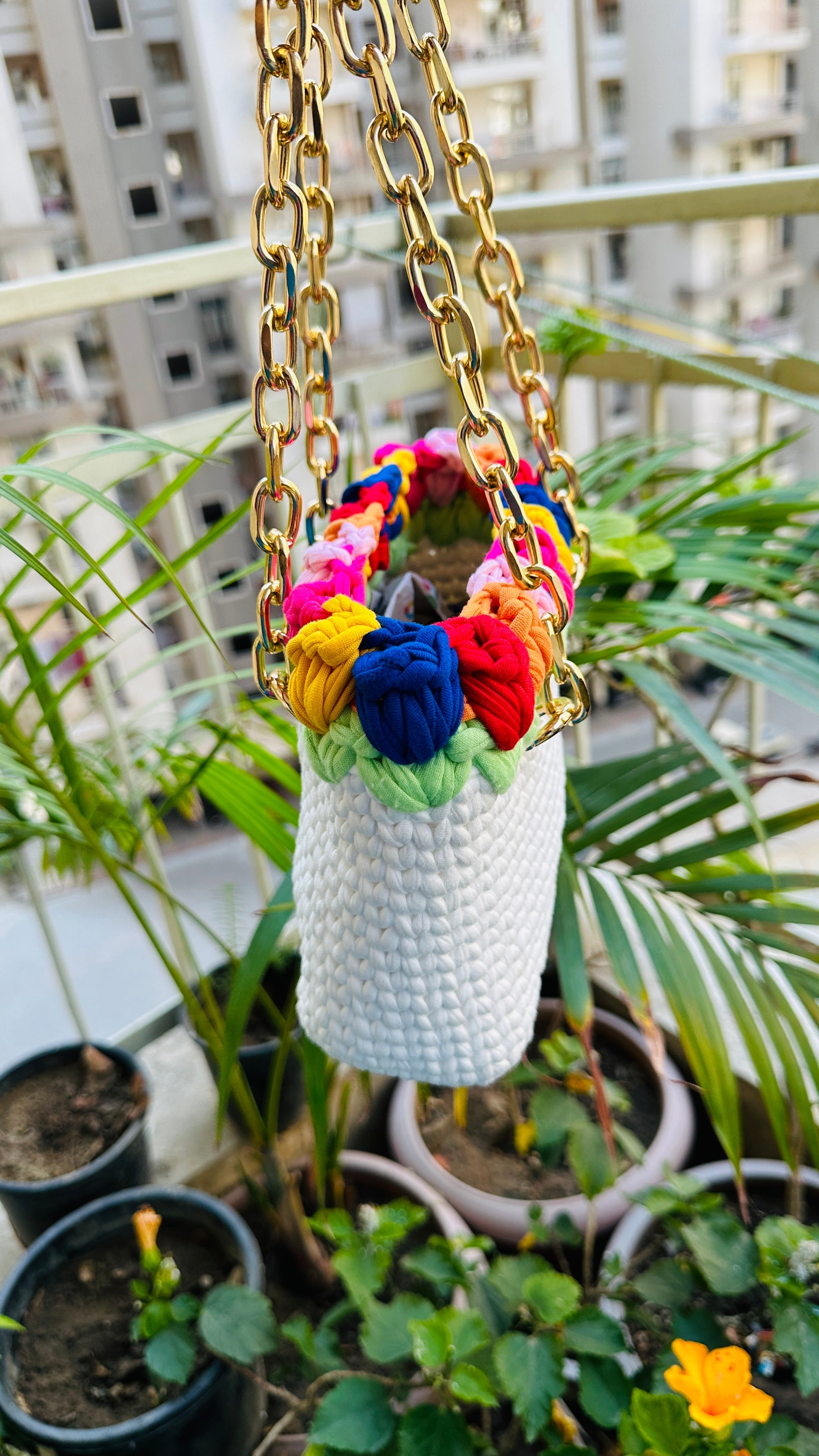 Multicolor Tulip Handmade Crotchet Bag