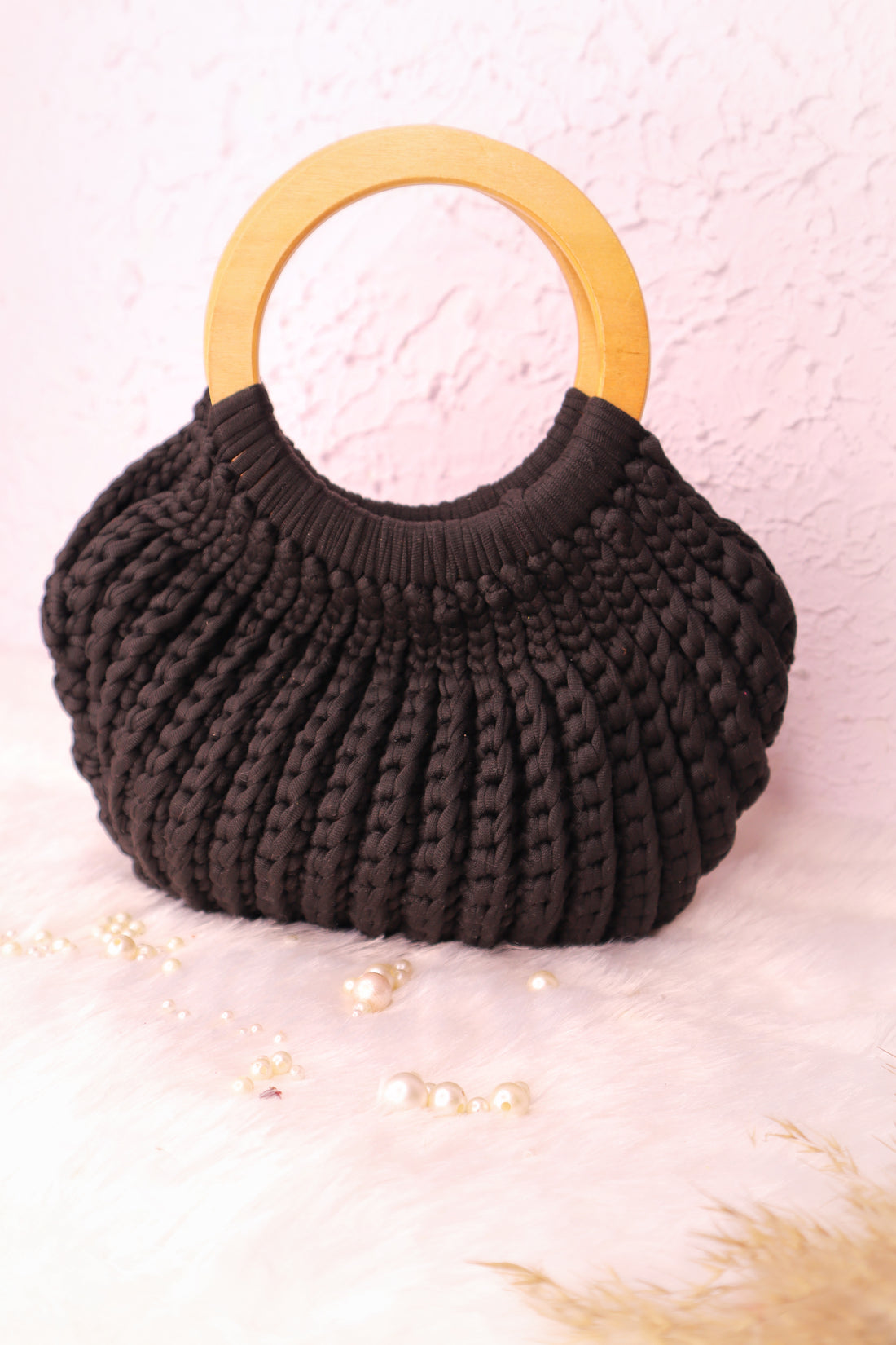 Black Crochet Ring Bag