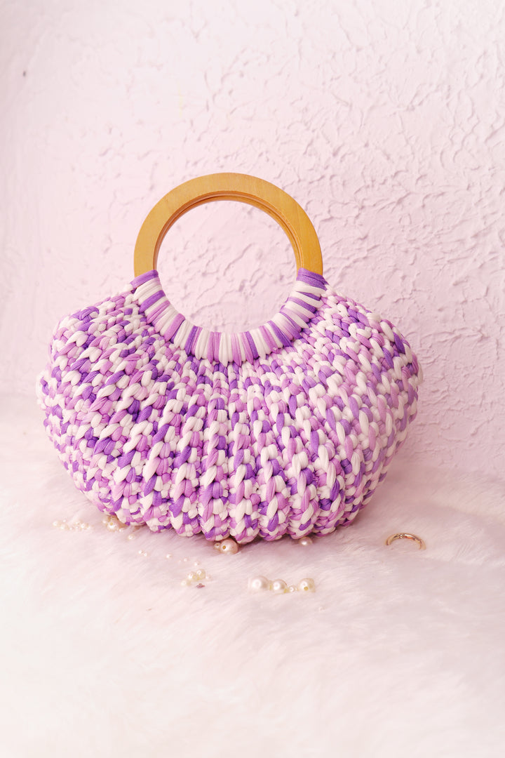 Lavender Whisper Crochet Ring Bag