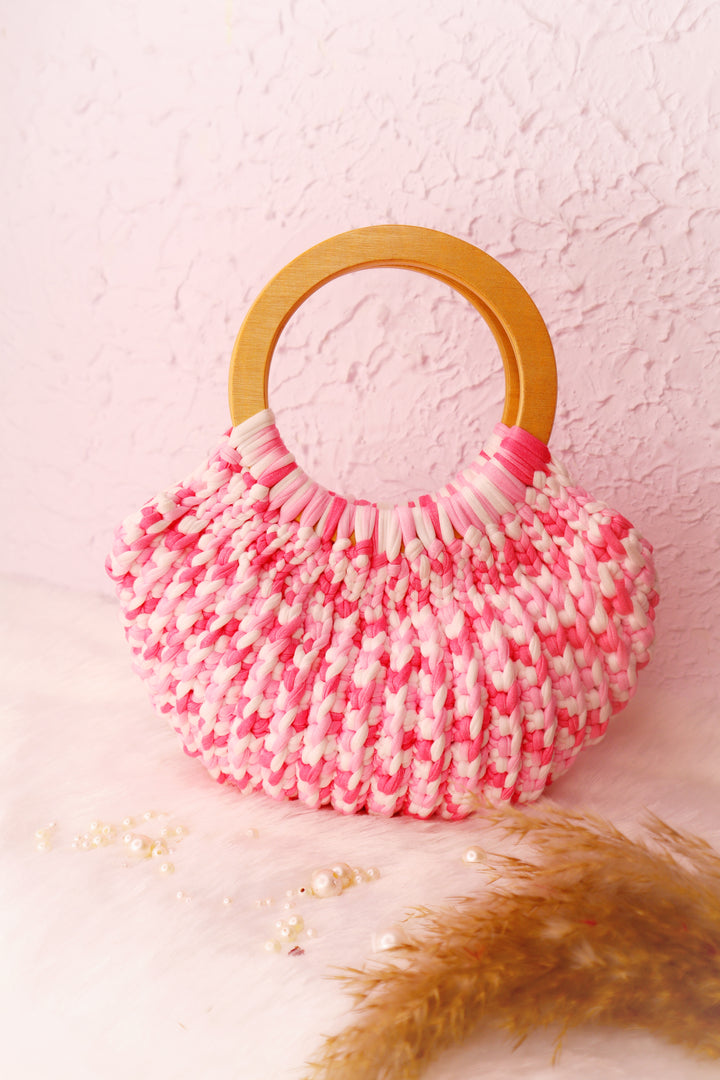 Blush Bloom Crochet Ring Bag