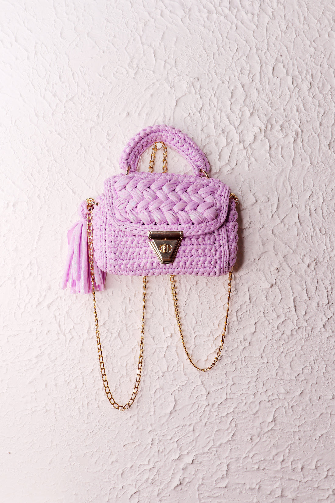 Lilac Luxe Metallic Yarn Crochet Handbag