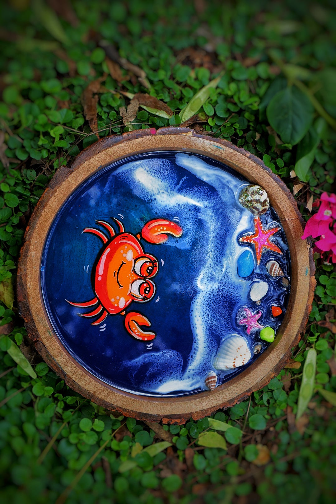 Giant Red Crab Resin Circle Serving Tray