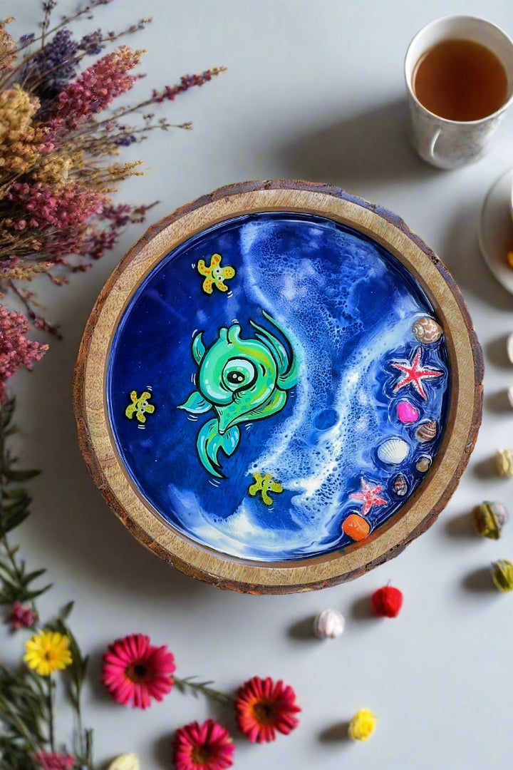 Green Fish Circle Serving Tray