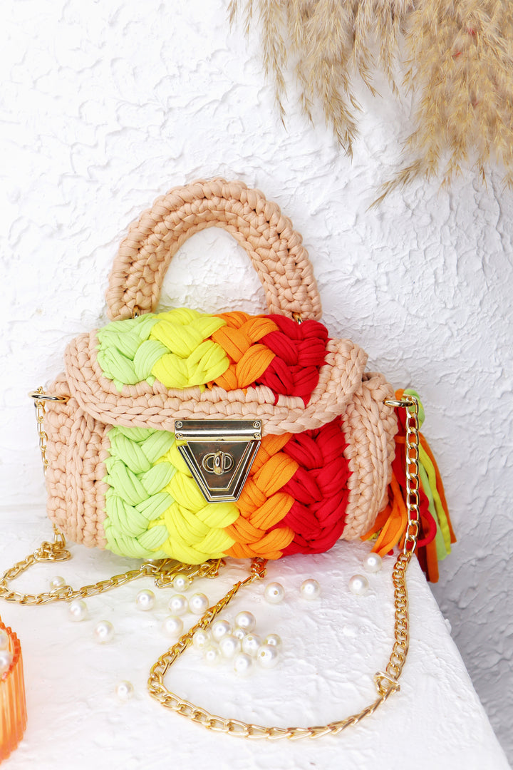 Sunset Radiance Multicolor Crochet  Bag