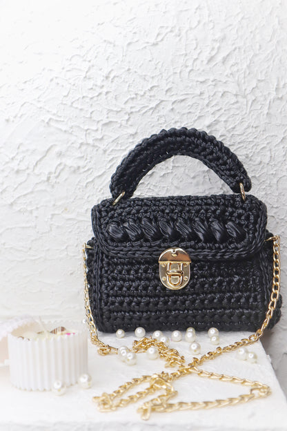 Metallic Black Handcrafted Crochet Bag