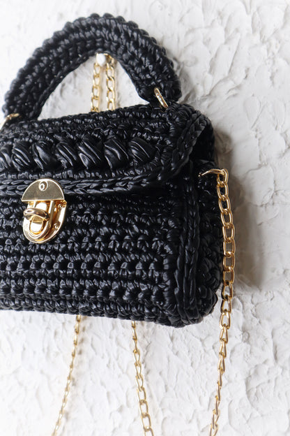 Metallic Black Handcrafted Crochet Bag