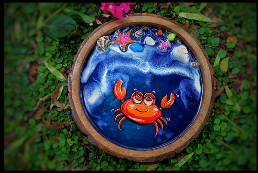Giant Red Crab Resin Circle Serving Tray