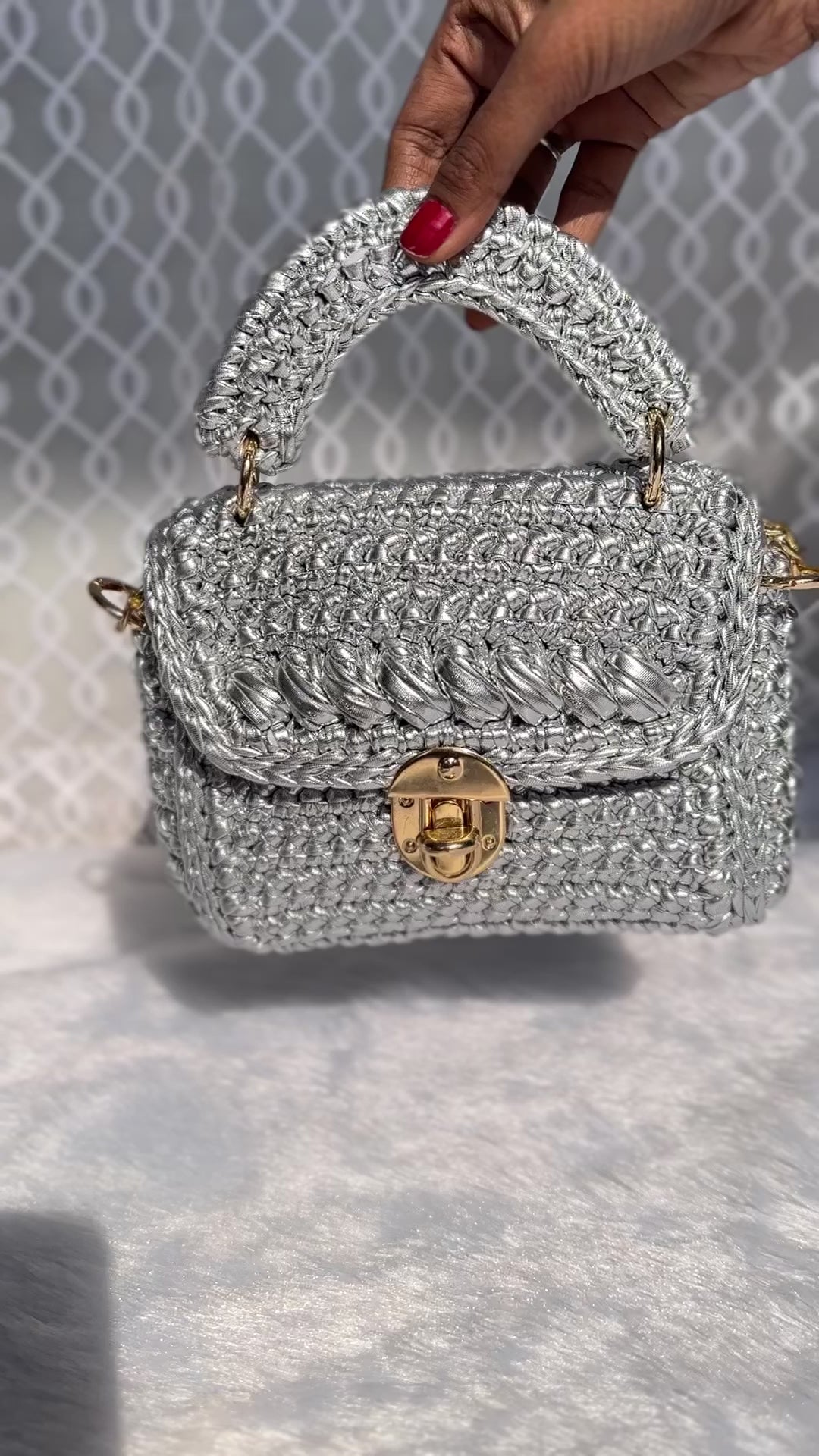 Radiant Silver Metallic Crochet Bag